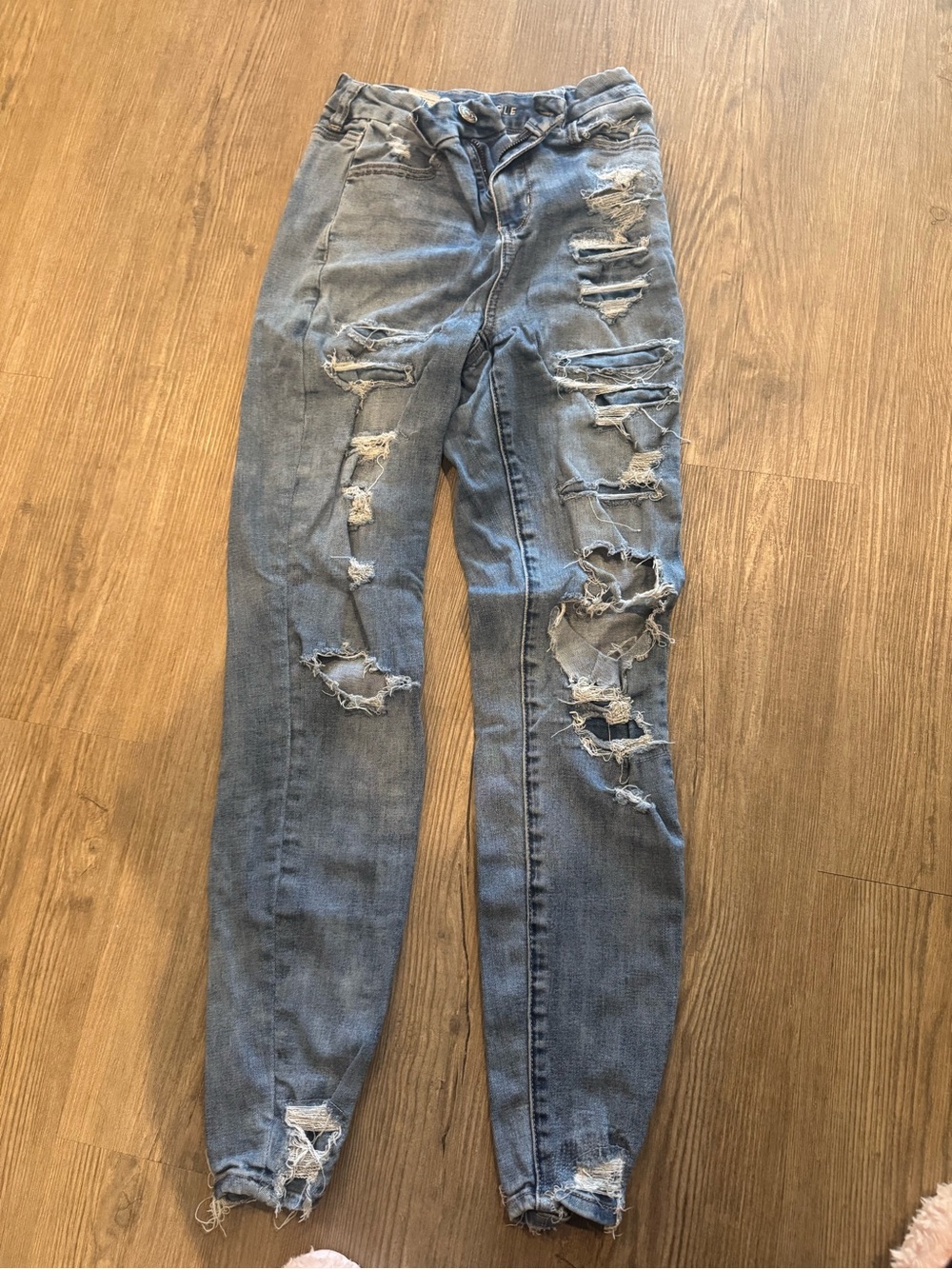 American Eagle Outfitters Distressed Light Blue Ripped Jeans